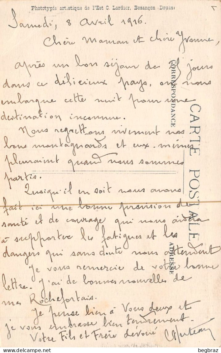 PONT DE ROIDE      CARTE CAVIARDEE  WW1 - Other & Unclassified