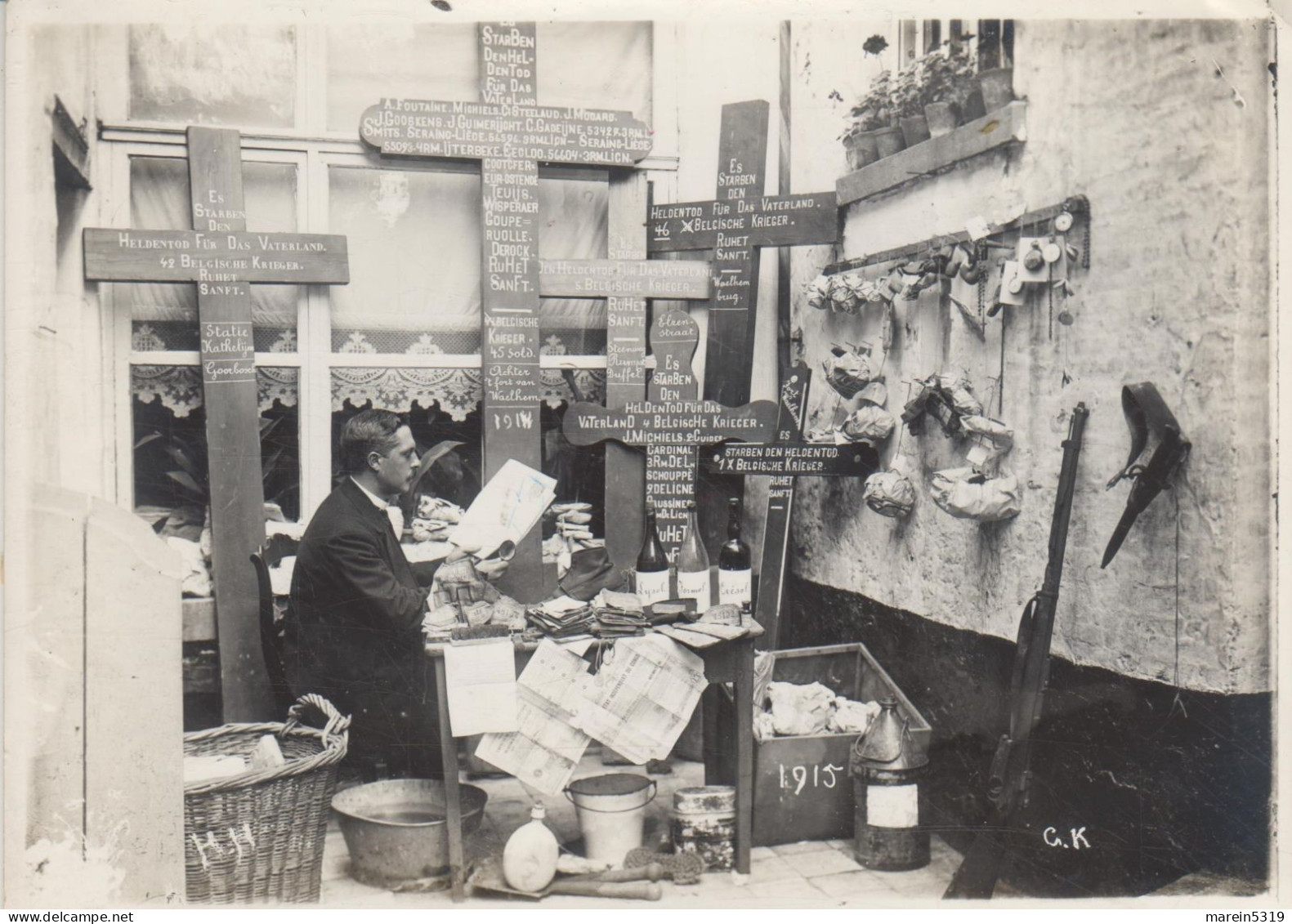 Mechelen Waelhem " Oude Foto - Kruisen Van Gesneuvelden Aan Fort Van Waelhem - 1919 - Malines