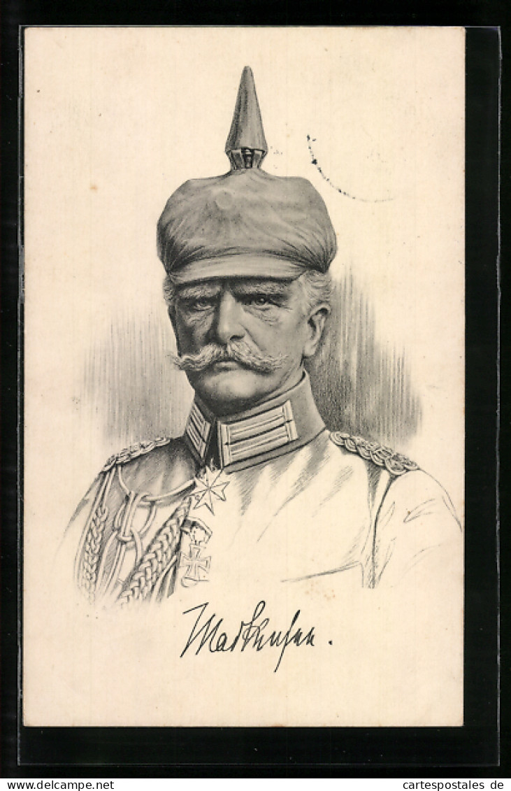 AK Portrait Von Generalfeldmarschall Von Mackensen In Uniform M. Eisernen Kreuz U. Pickelhaube  - Weltkrieg 1914-18