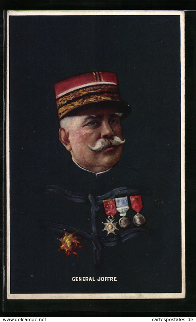 Künstler-AK General Joffre In Uniform Mit Schirmmütze Und Orden  - Weltkrieg 1914-18