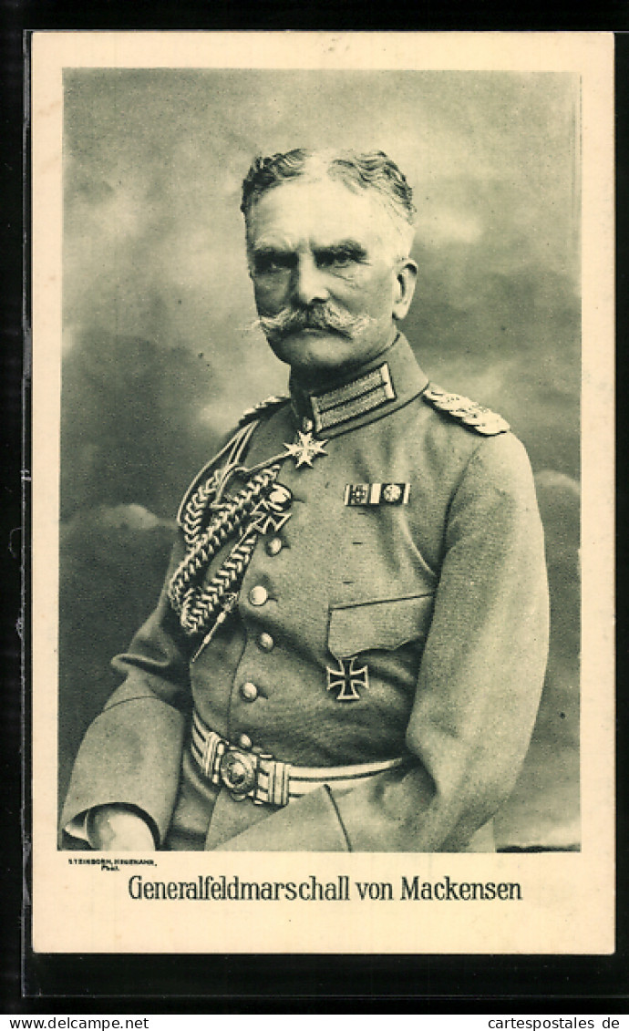 AK Porträt Generalfeldmarschall Von Mackensen Mit Orden Und Kordel An Der Uniform  - Guerre 1914-18