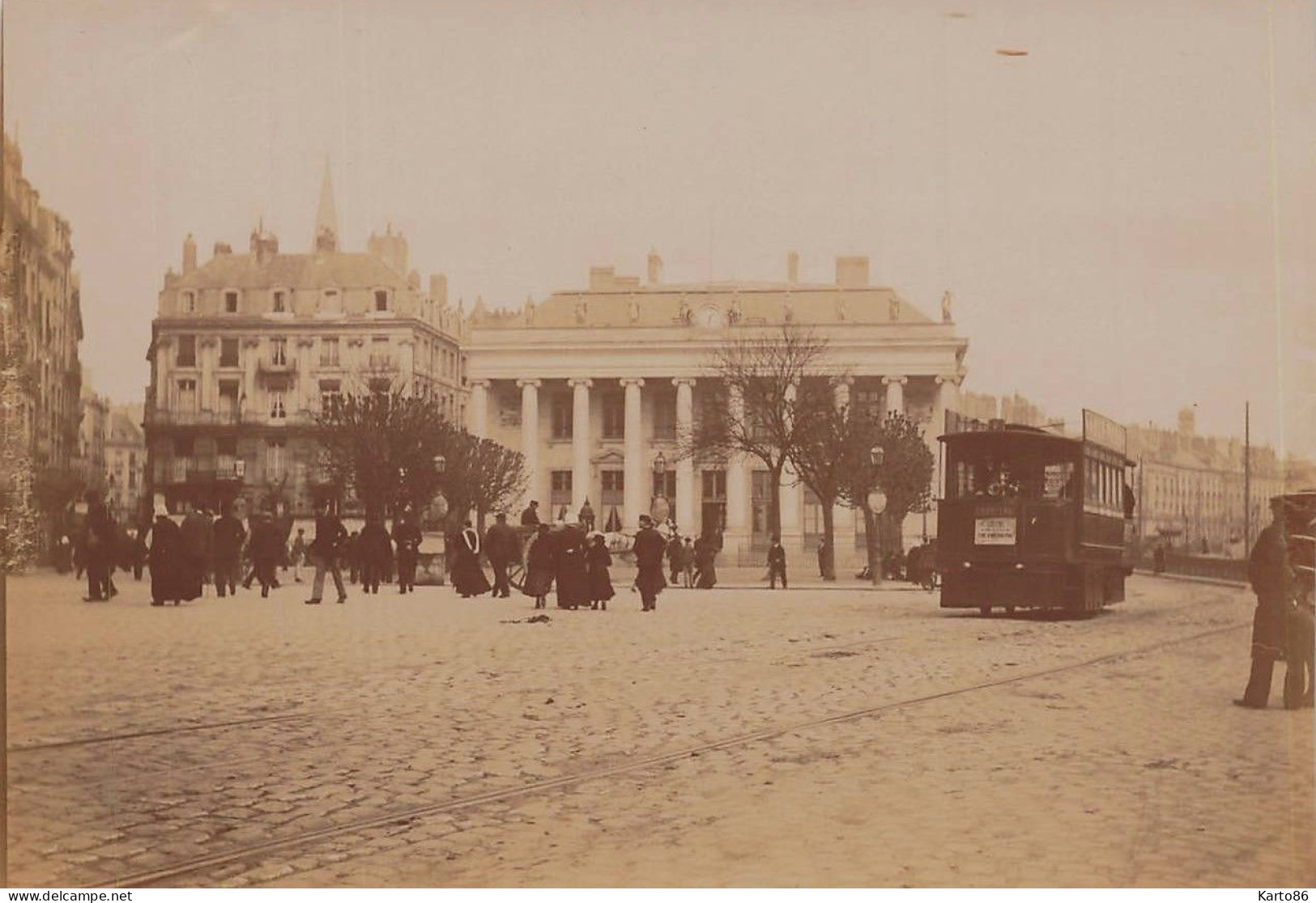 Nantes * Le Tramway Tram * Place De La Bourse * Photo Ancienne Circa 1890/1910 * 10.8x7.8cm - Nantes