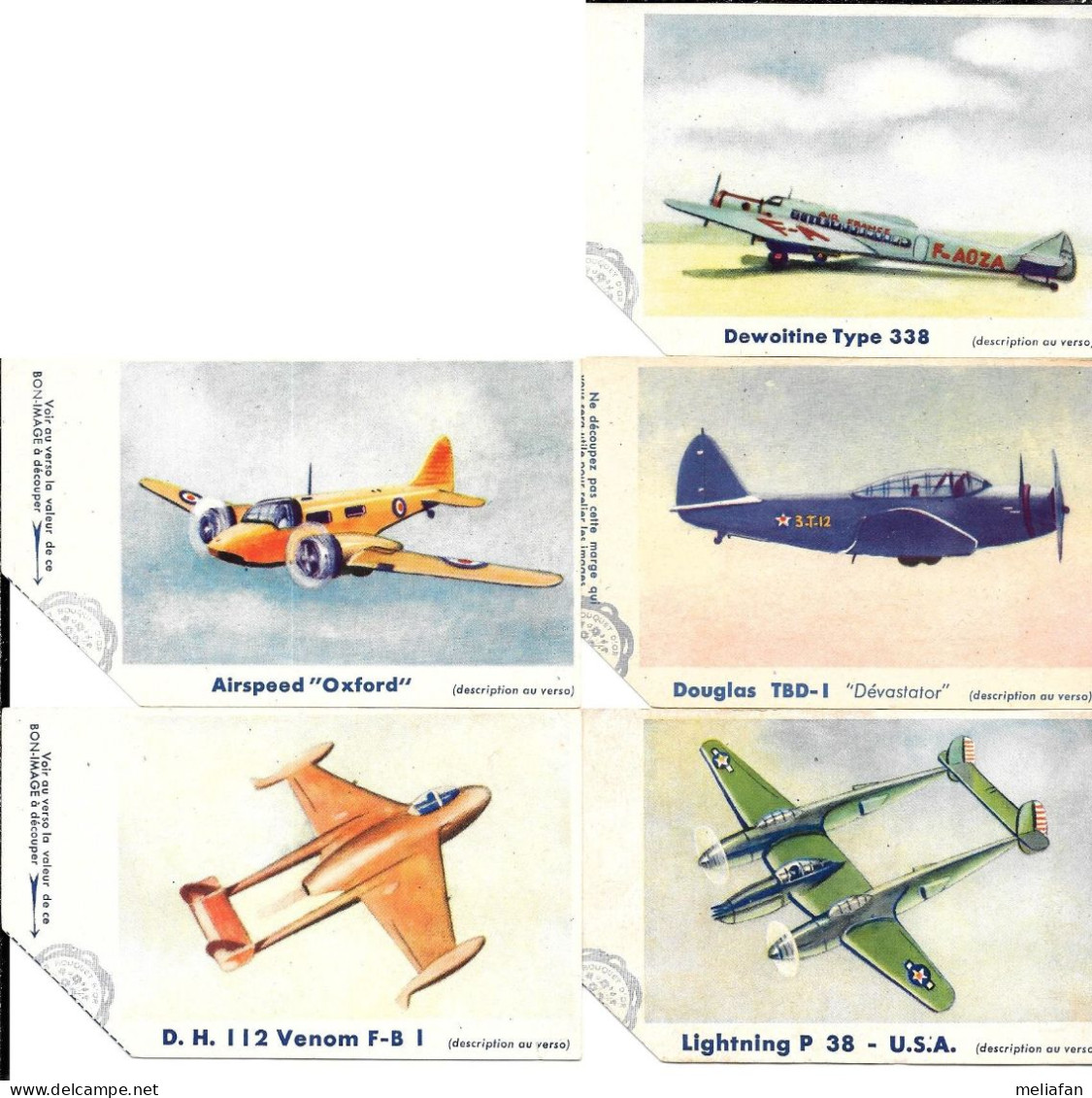 CV60 - IMAGES BOUQUET D'OR - AIRSPEED OXFORD - DEWOITINE 338 - LIGHTNING P38 - DE HAVILAND VENOM - DOUGLAS TDB - Other & Unclassified