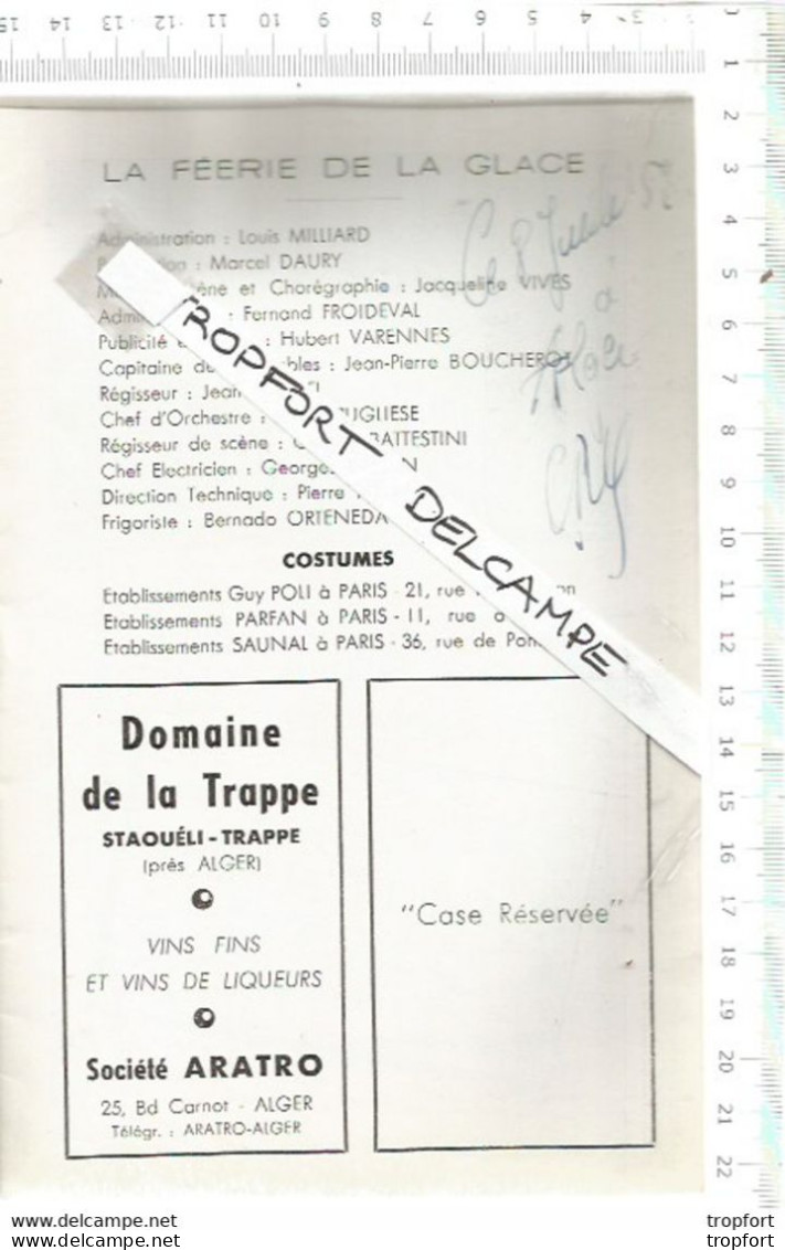 XW // Vintage French Old Program // Rare Programme Féerie Sur Glace 1959 // Alger Algérie Carrington Schwarz - Programma's