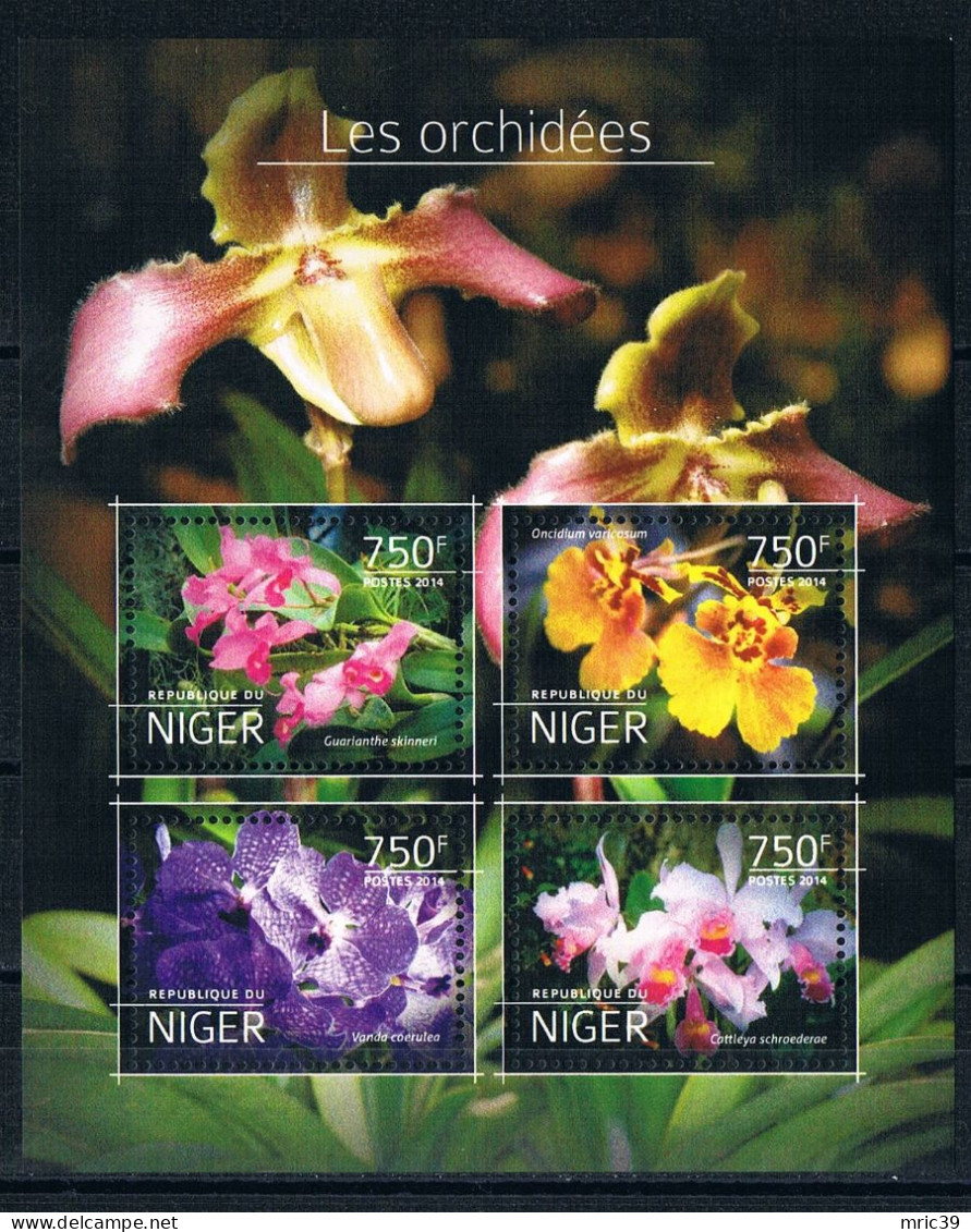 Bloc Sheet Fleurs Orchidées Flowers Orchids  Neuf  MNH **  Niger 2014 - Orchidées