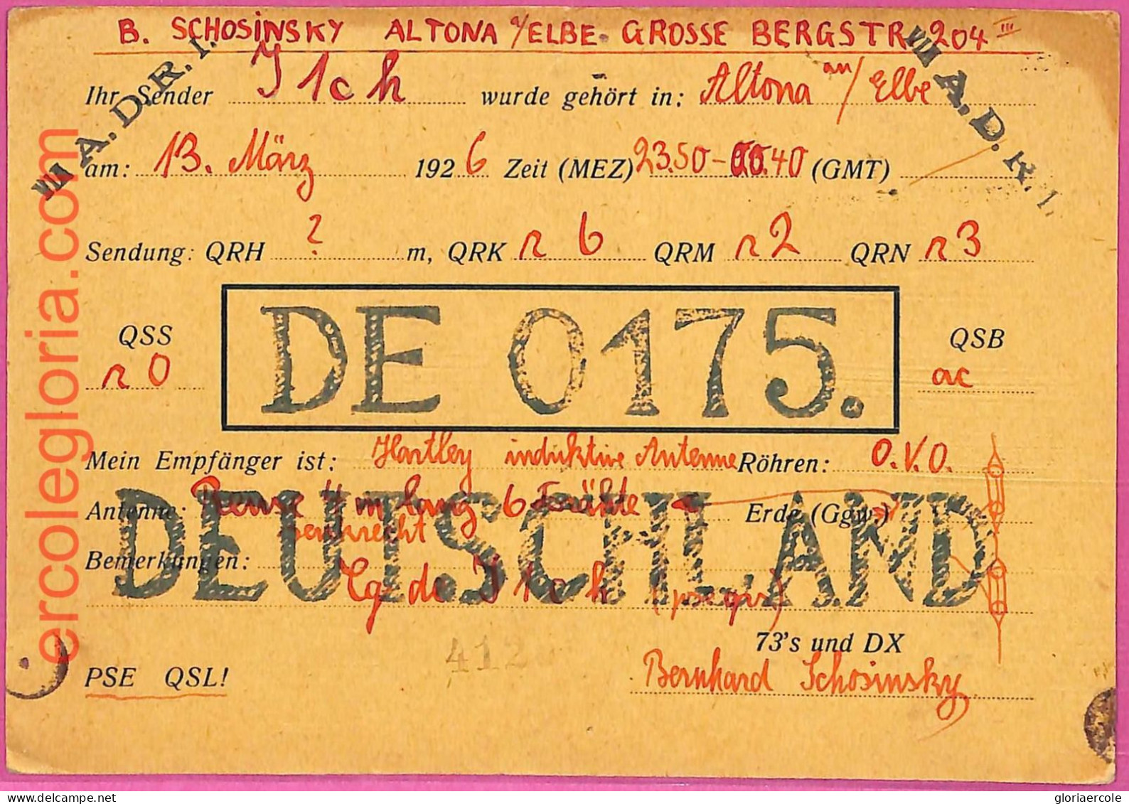 Af8365 - Deutschland GERMANY - RADIO CARD - Hamburg,Altona - 1920's - Radio