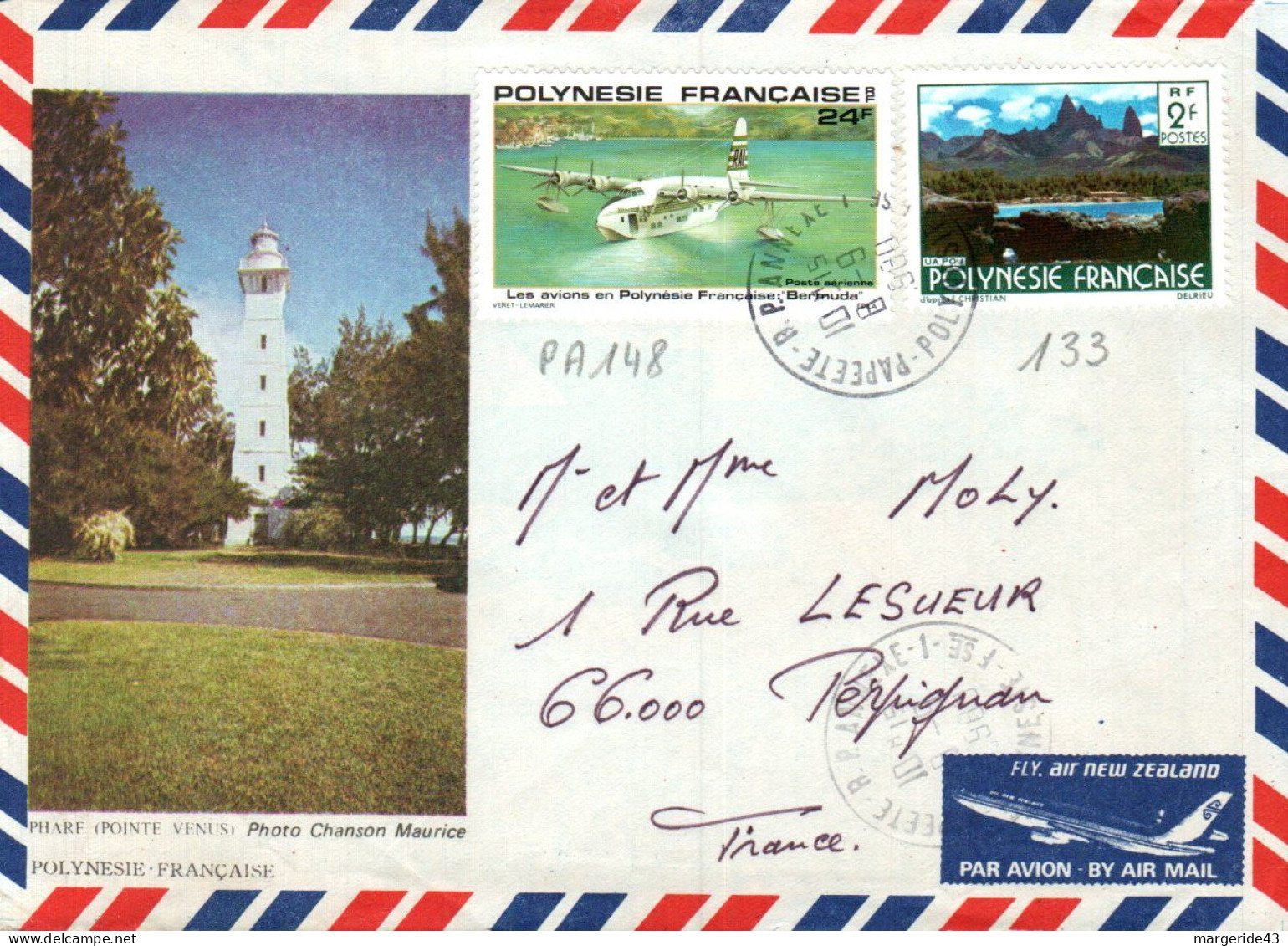 POLYNESIE AFFRANCHISSEMENT COMPOSE SUR LETTRE POUR LA FRANCE 1980 - Storia Postale