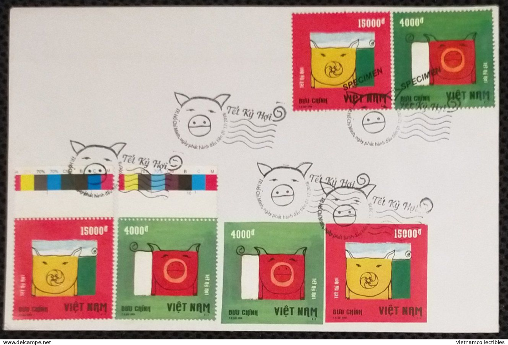 FDC Vietnam Viet Nam Cover With Perf, Imperf & Specimen Stamps 2018 : NEW YEAR OF PIG ZODIAC 2019 (Ms1101) - Vietnam