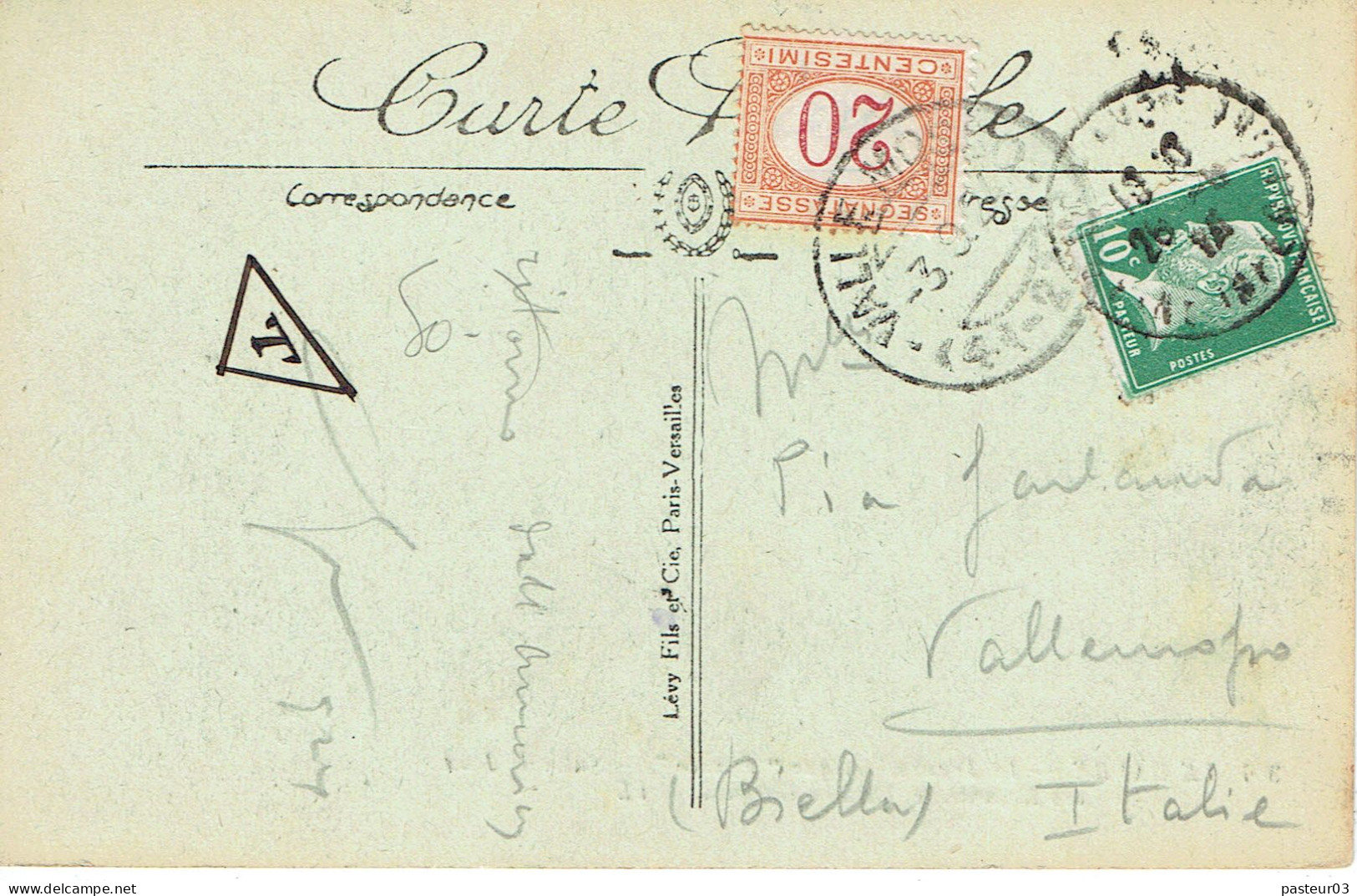 Tarifs Postaux Etranger Du 01-04-1924 (67) Pasteur N° 170 10 C. + Taxe 20 C. Italie C.P.assimilé Imprimés 30-09-1924 - 1922-26 Pasteur