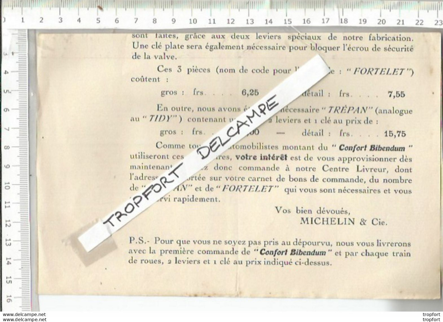 XV // Papier Entête Ancien FACTURE MICHELIN BIBENDUM Clermont Ferrand // Caoutchouc  Format A4 - Programs