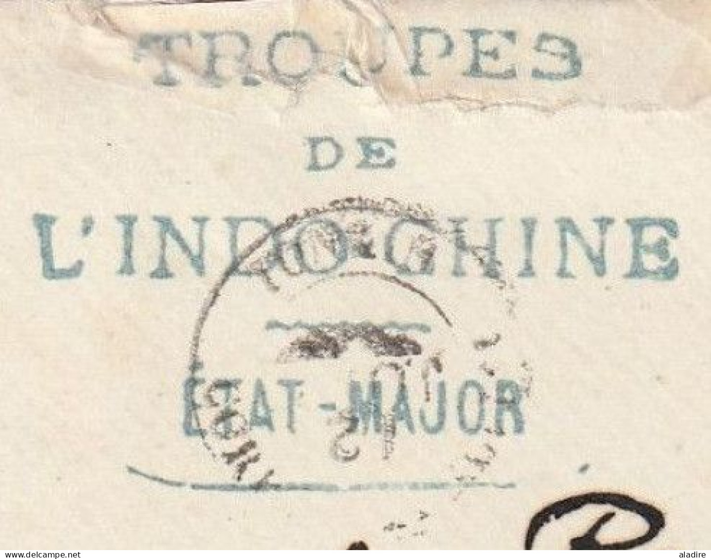 1902 - Etat Major Des Troupes De L'Indochine . Corr. D. Armée - Enveloppe Et Lettre De 6 P De Hanoi Vers Castelnaudary - Brieven En Documenten