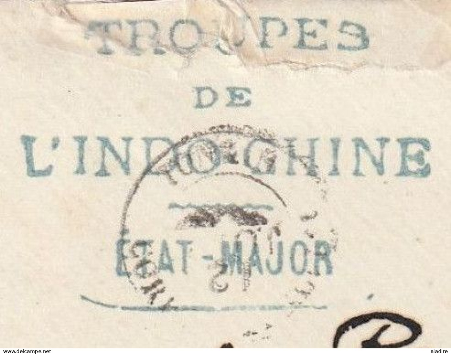 1902 - Etat Major Des Troupes De L'Indochine . Corr. D. Armée - Enveloppe Et Lettre De 6 P De Hanoi Vers Castelnaudary - Briefe U. Dokumente