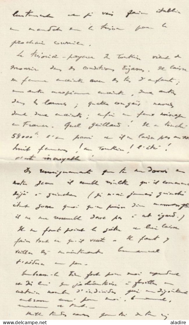 1902 - Etat Major des Troupes de l'Indochine . Corr. d. armée - Enveloppe et lettre de 6 p de Hanoi vers Castelnaudary