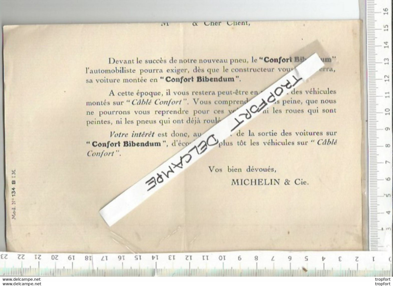 XV // Papier Entête Ancien FACTURE MICHELIN BIBENDUM Clermont Ferrand // Caoutchouc  Format A4 - Programme