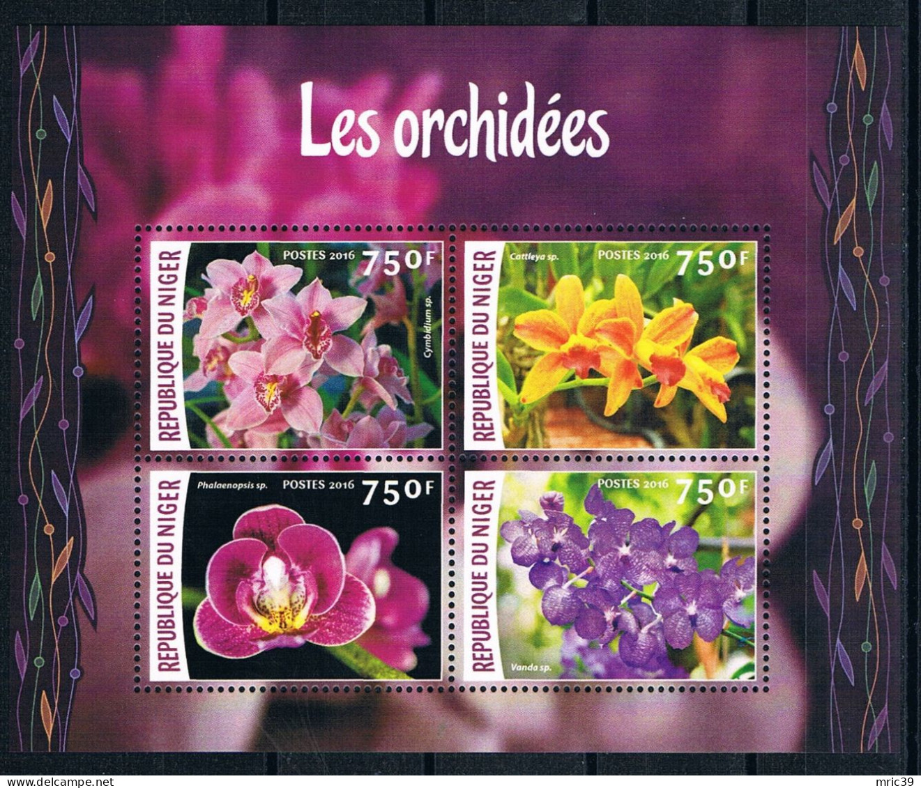 Bloc Sheet Fleurs Orchidées Flowers Orchids  Neuf  MNH **  Niger 2016 - Orchidées