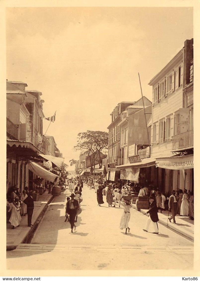 Pointe à Pitre , Guadeloupe * Rue Frébault * RARE Grande Photo Ancienne Circa 1890/1910 * 17.8x13cm - Pointe A Pitre