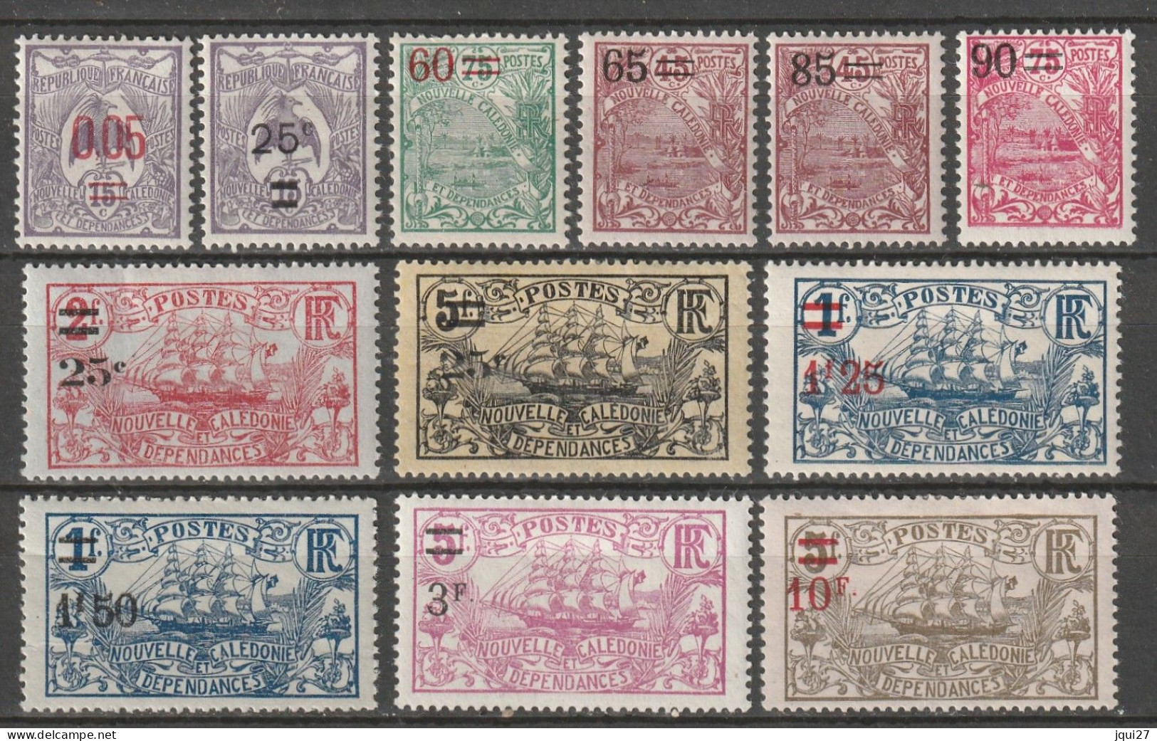 Nouvelle-Calédonie N° 126, 127 - 137 * - Unused Stamps