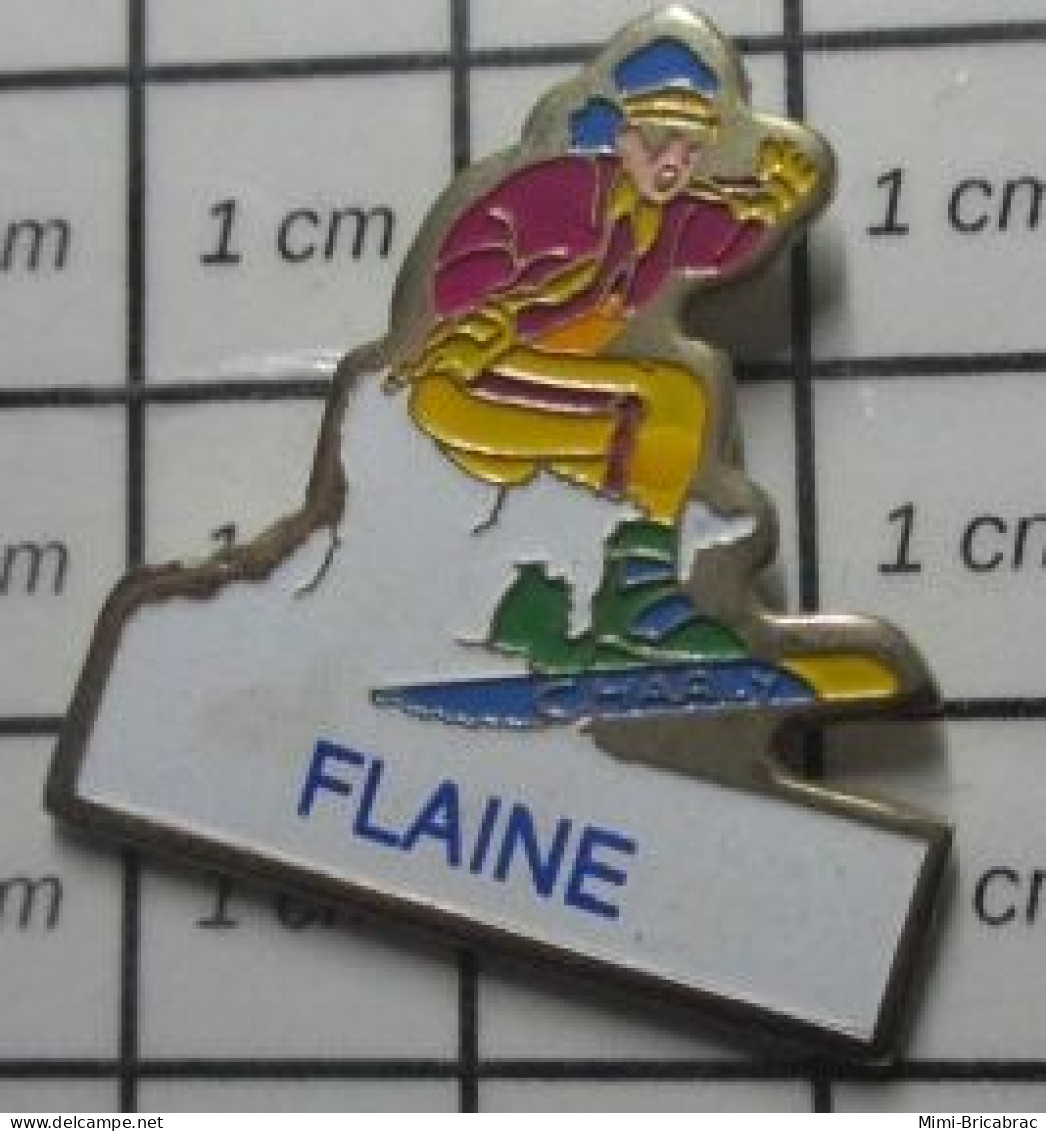 712B Pin's Pins / Beau Et Rare / THEME : VILLES / STATION SKI FLAINE SKIEUR - Cities