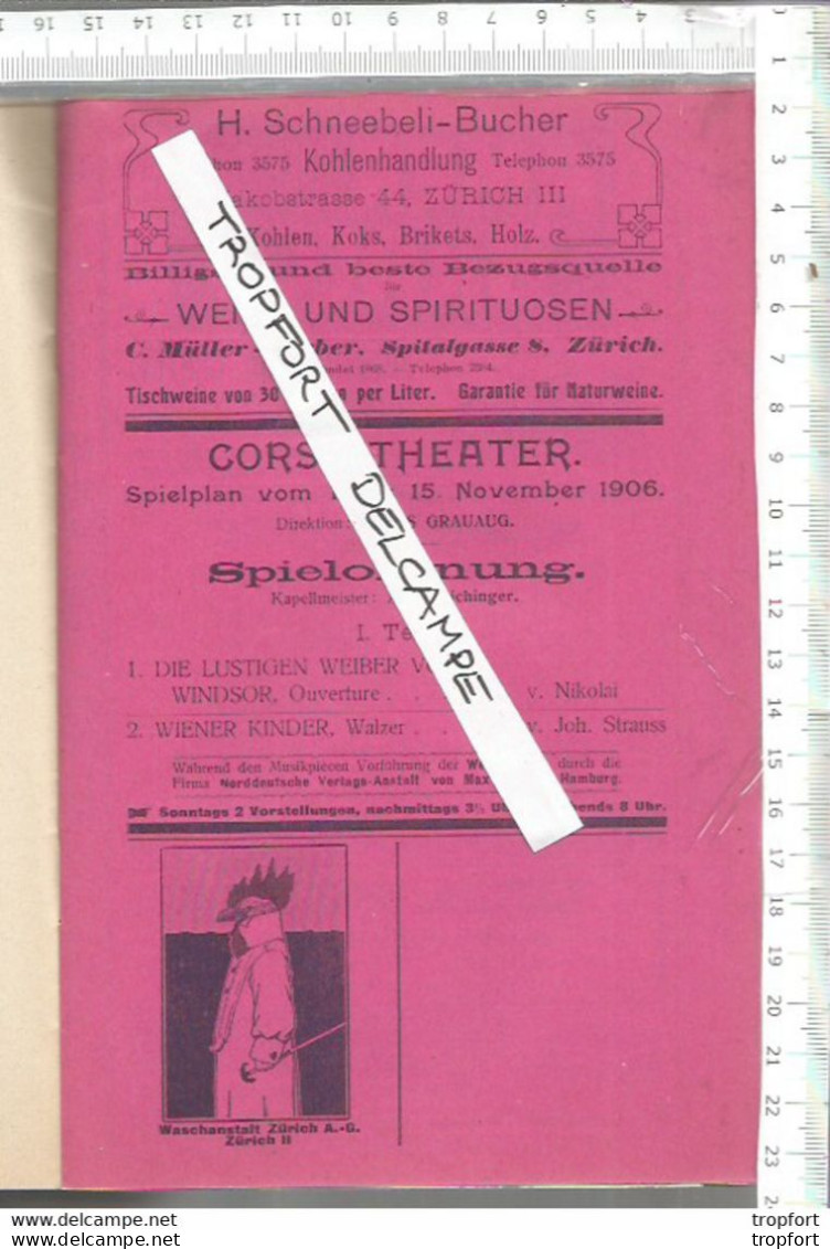 RU // Vintage // Programme Théâtre CORSO THEATER Cirque Suisse 1906 // Charles CHERBER Illusionniste / PERZINA - Programmi