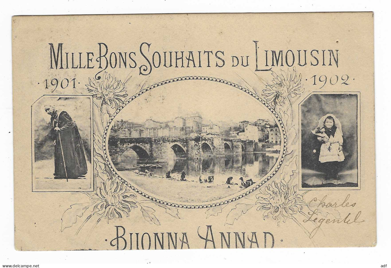 CPA MILLE BONS SOUHAITS DU LIMOUSIN, BUONNA ANNAD, 1901 1902 - Limousin