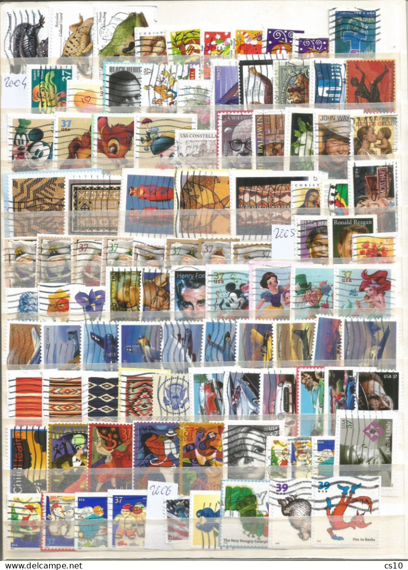 USA PRE-Forever Kiloware Year 2001 To 2010 Selection Stamps Of The Decade ON-PIECE In 505 Pcs USED - ALL DIFFERENT - Gebraucht