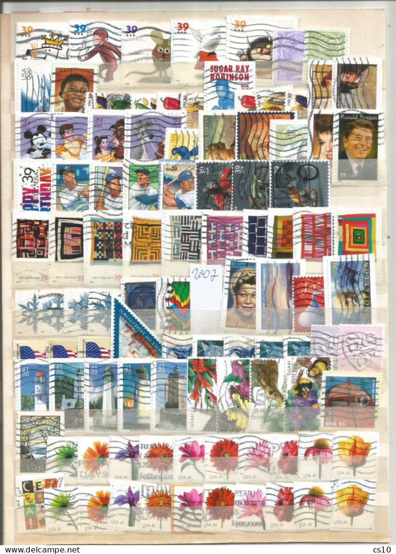 USA PRE-Forever Kiloware Year 2001 To 2010 Selection Stamps Of The Decade ON-PIECE In 505 Pcs USED - ALL DIFFERENT - Ganze Jahrgänge