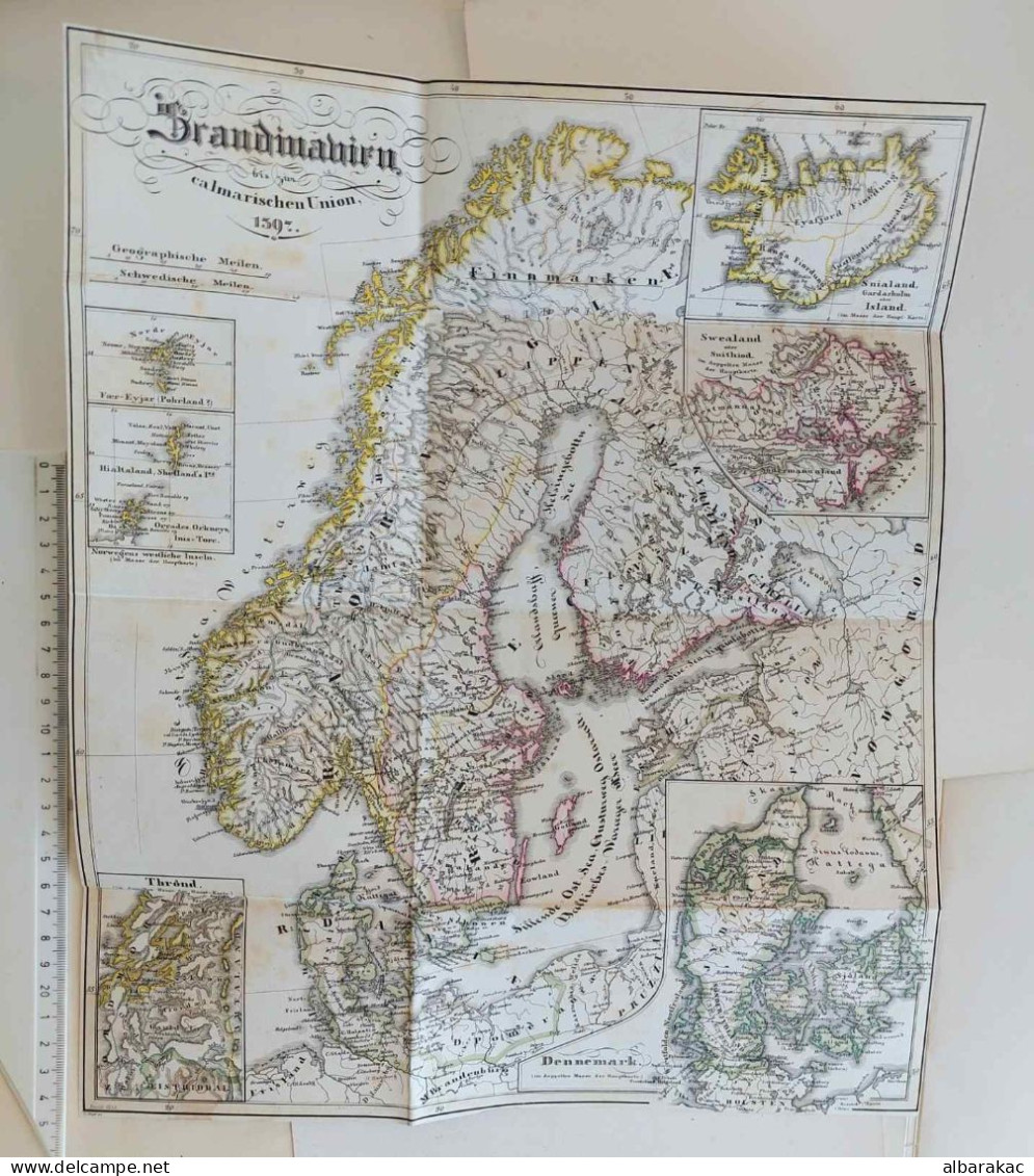 ANTIQUE HISTORICAL MAP SCANDINAVIA CALMARISCHEN UNION 1397 DENMARK - Estampes & Gravures