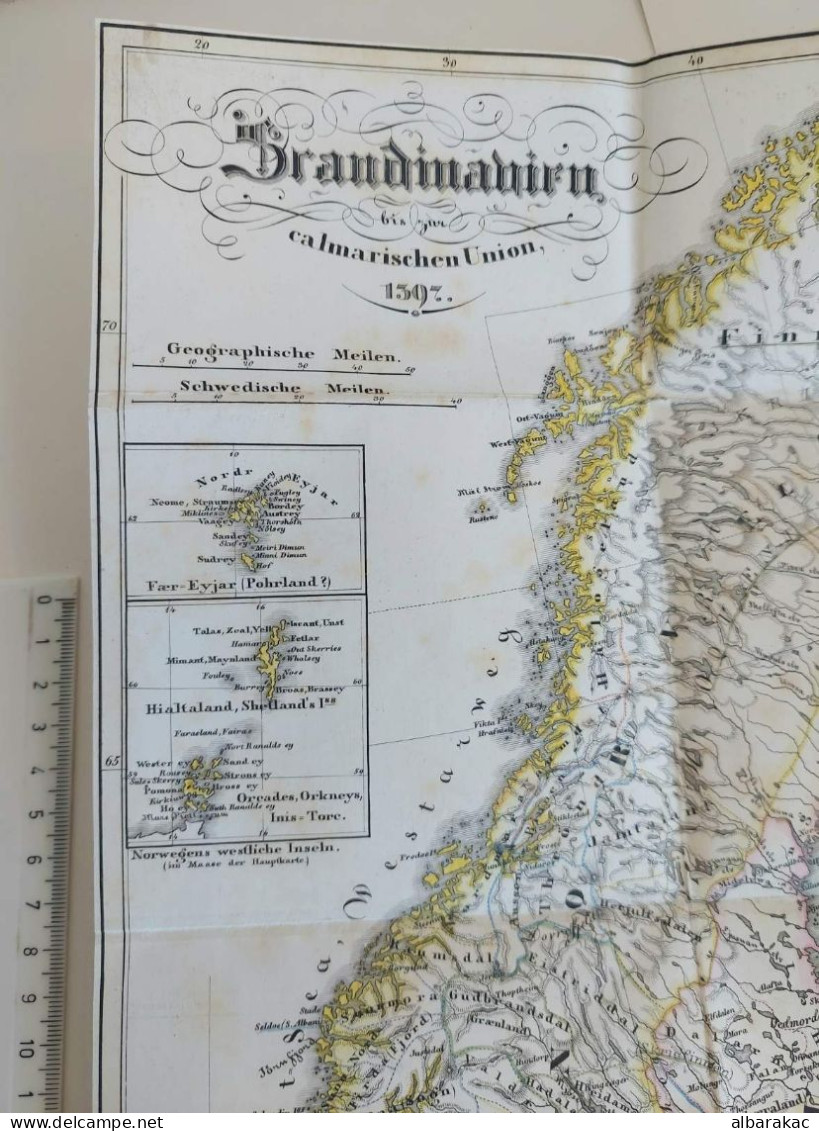 ANTIQUE HISTORICAL MAP SCANDINAVIA CALMARISCHEN UNION 1397 DENMARK - Prenten & Gravure