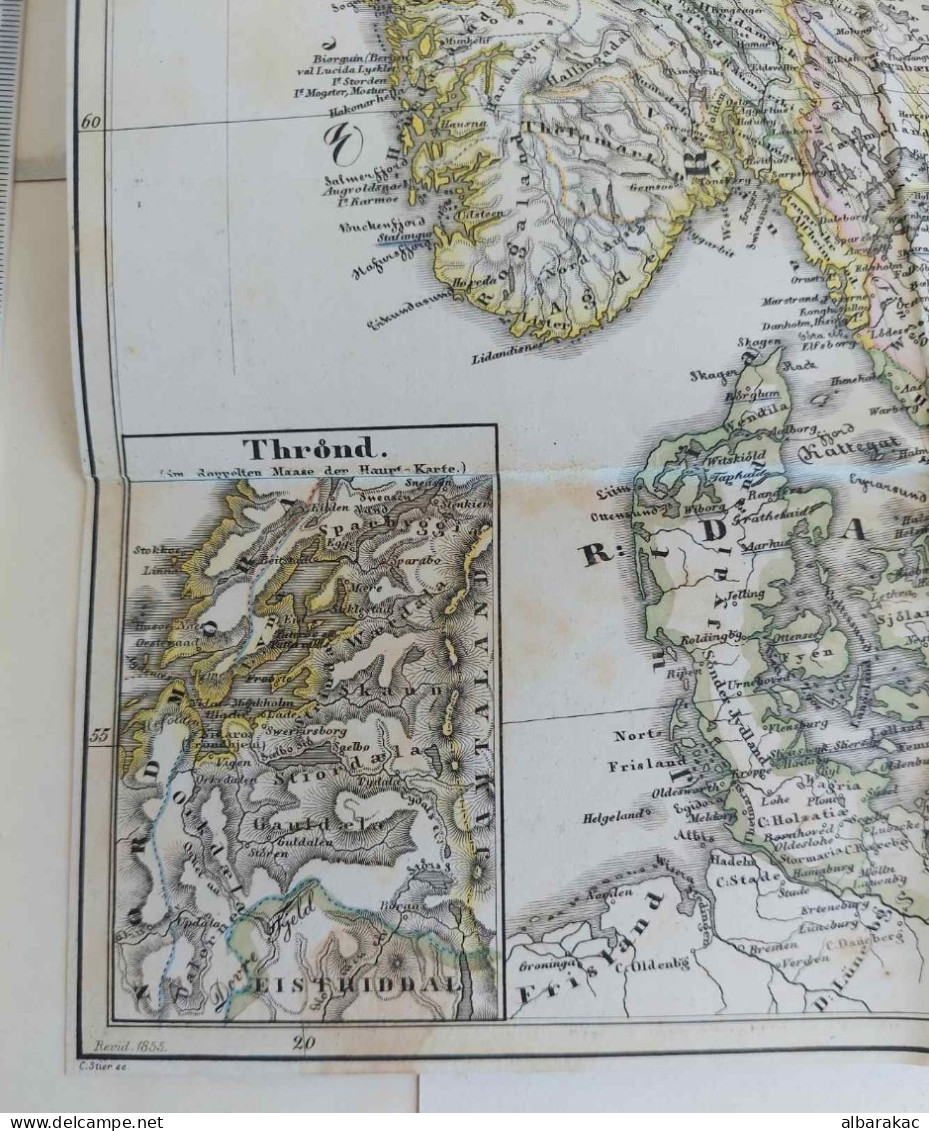 ANTIQUE HISTORICAL MAP SCANDINAVIA CALMARISCHEN UNION 1397 DENMARK - Estampes & Gravures