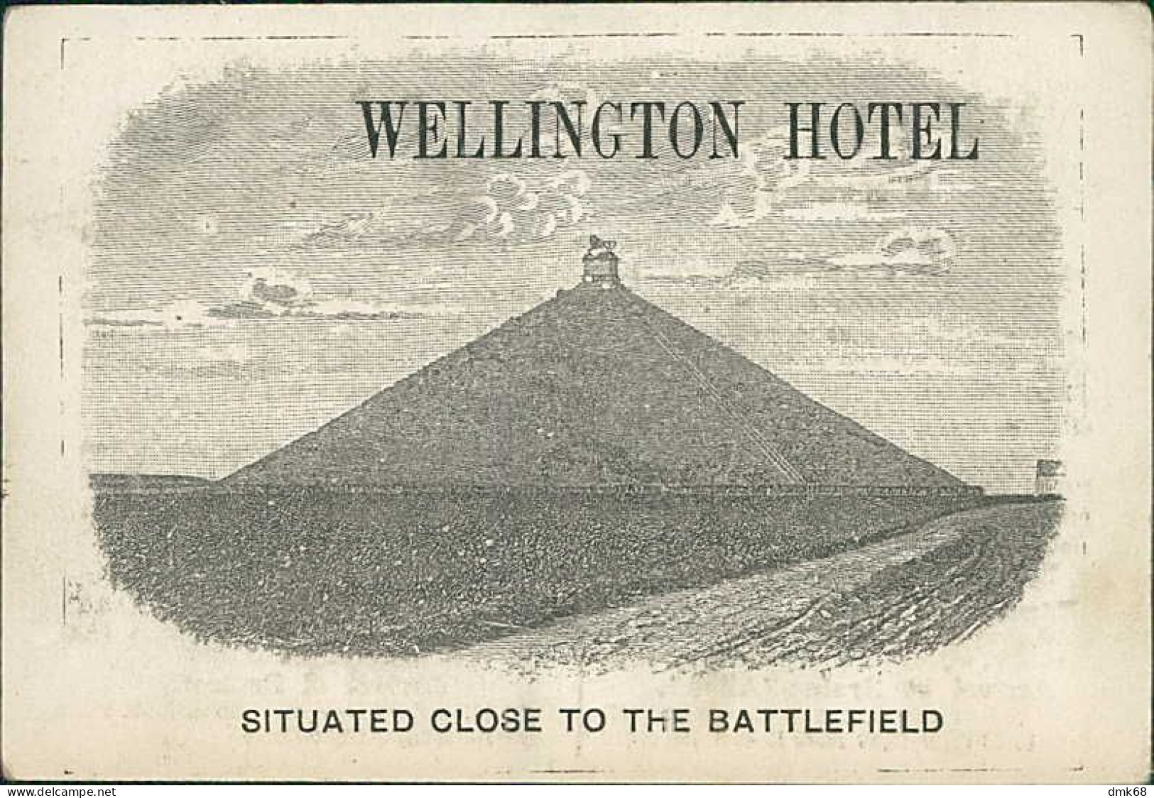 WATERLOO - WELLINGTON HOTEL - IN CENTRE OF BATTLEFIELD OF WATERLOO - ADVERTISING CARD ( CM13,5/ CM 9 ) 1890s (18336) - Werbung