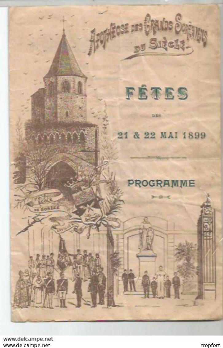 RU // Vintage Old French Paper Programm // Programme Fetes De SOREZE 1899 / Messe Gym Boxe ECOLE De SOREZE - Programs