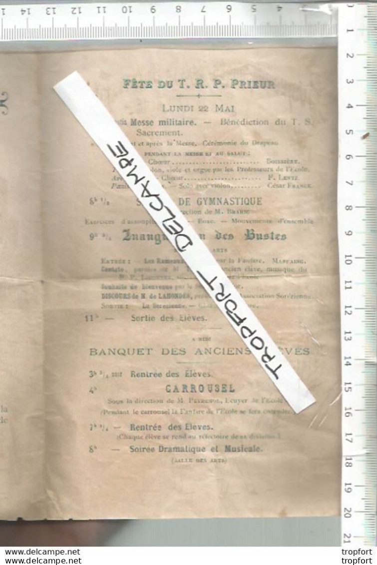 RU // Vintage Old French Paper Programm // Programme Fetes De SOREZE 1899 / Messe Gym Boxe ECOLE De SOREZE - Programs