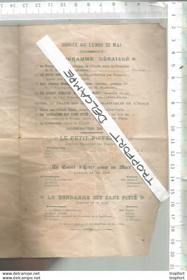 RU // Vintage Old French Paper Programm // Programme Fetes De SOREZE 1899 / Messe Gym Boxe ECOLE De SOREZE - Programs