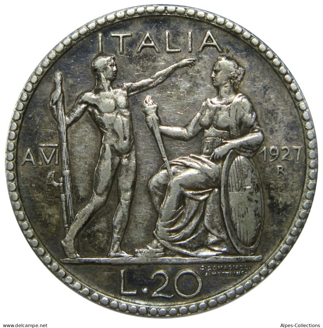 ITA069 - ITALIE - ROYAUME D'ITALIE - VICTOR-EMMANUEL III - 20 Lire 1927 R - 1900-1946 : Vittorio Emanuele III & Umberto II