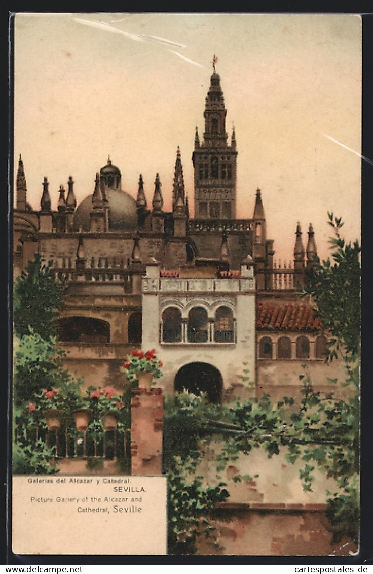 Postal Sevilla, Galerias Del Alcazar Y Catedral  - Sevilla