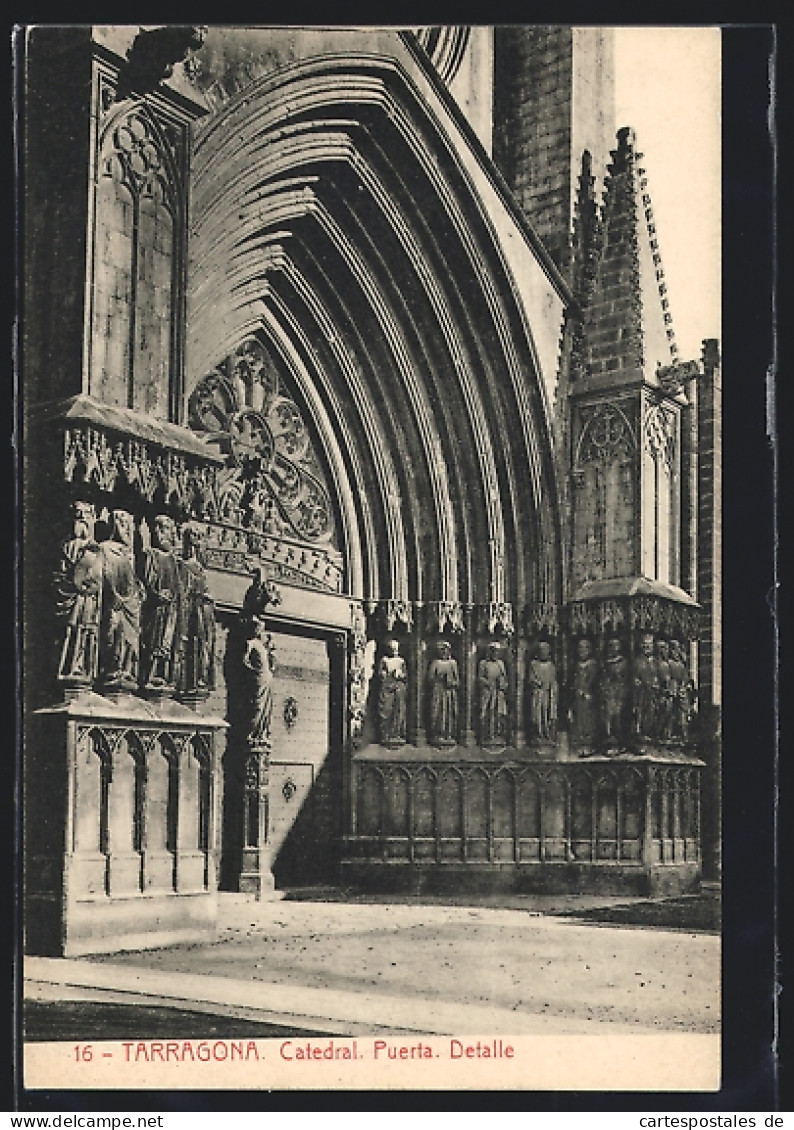 Postal Tarragona, Catedral, Puerta, Detalle  - Tarragona