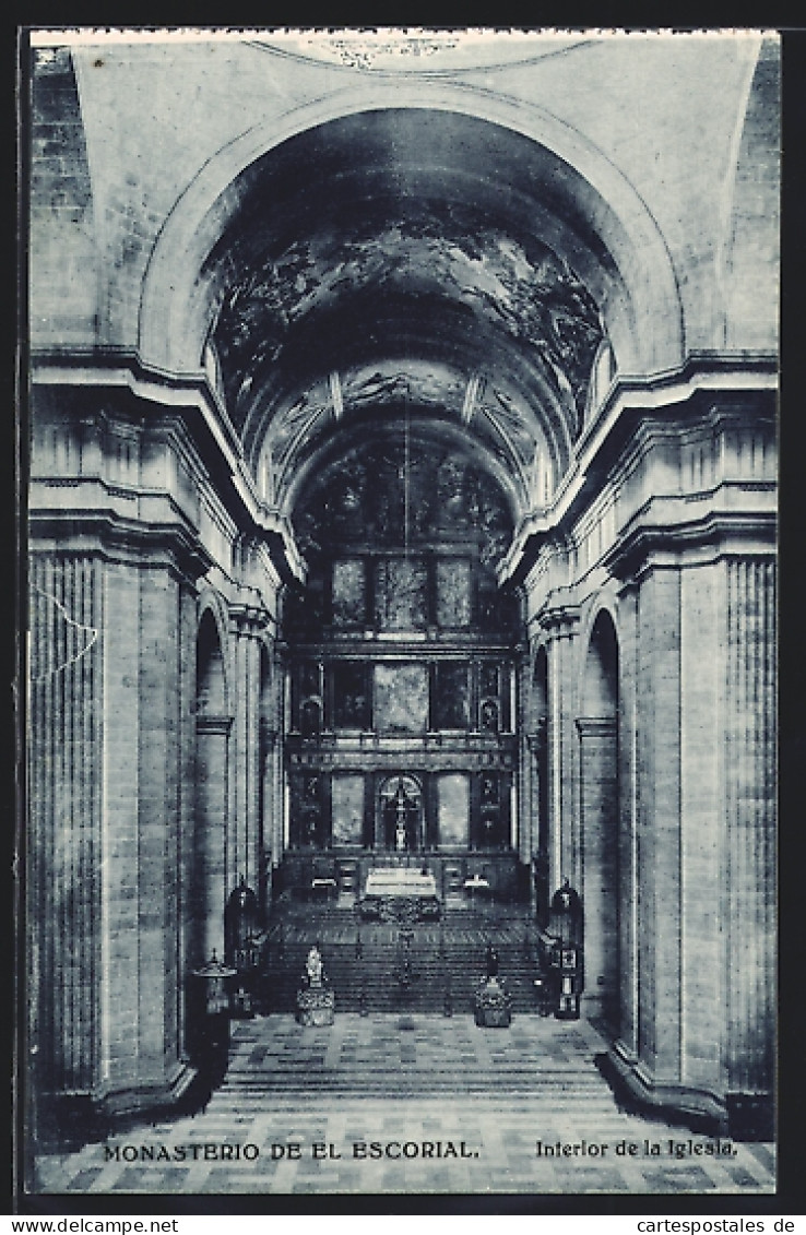 Postal San Lorenzo De El Escorial, Monasterio De El Escorial, Interior De La Iglesia  - Madrid