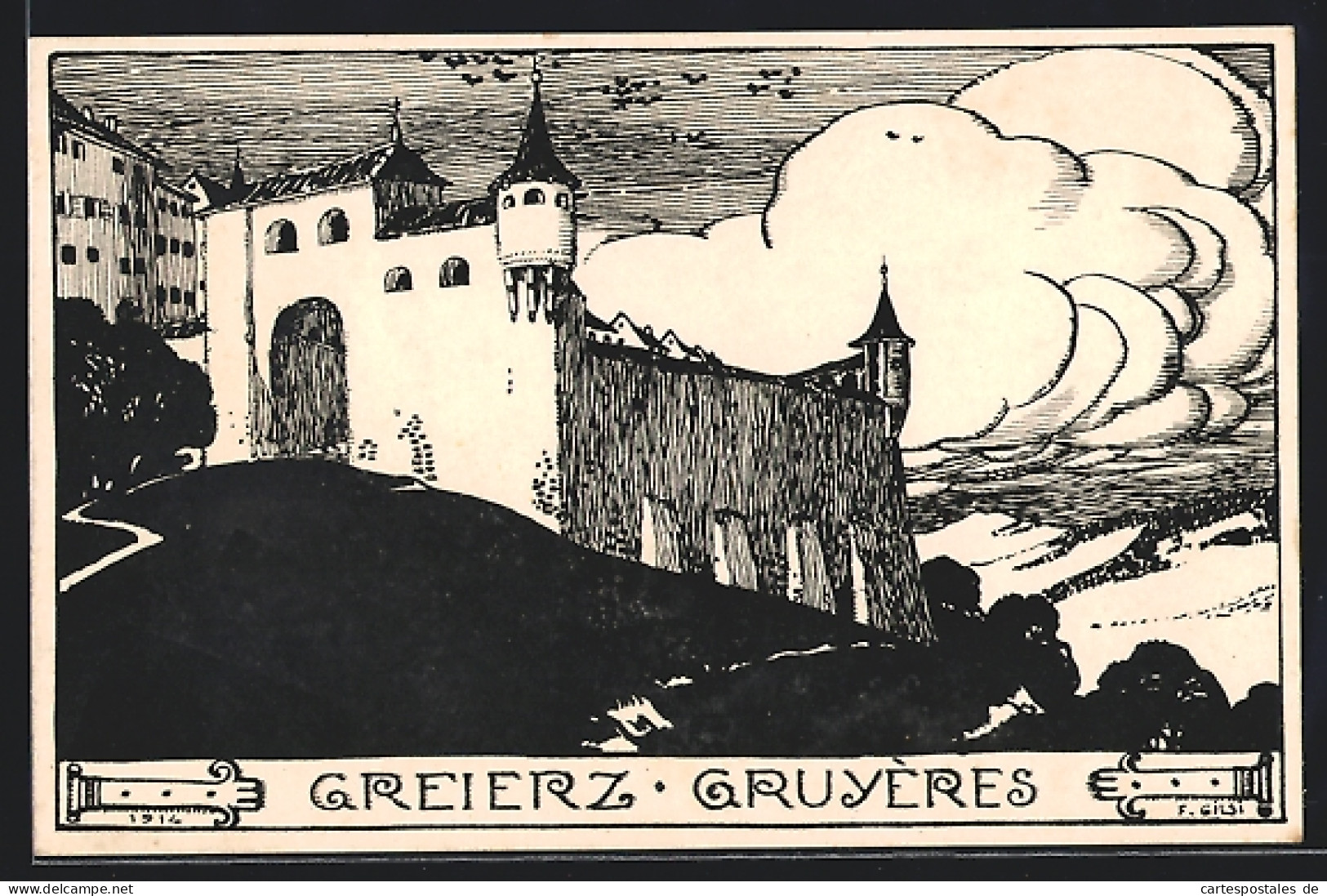 Künstler-AK Greierz, Am Schloss  - Autres & Non Classés
