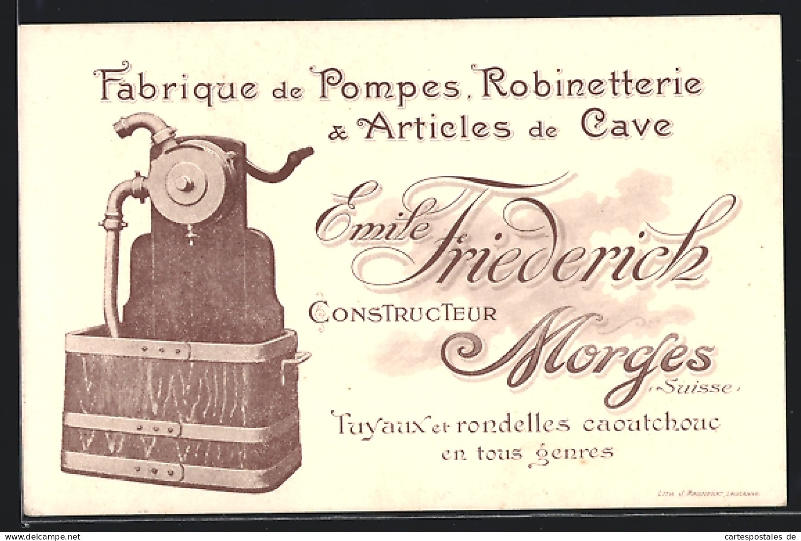 AK Morges, Emil Friedrich Fabrique De Pompes, Robinetterie & Articles De Cave  - Morges