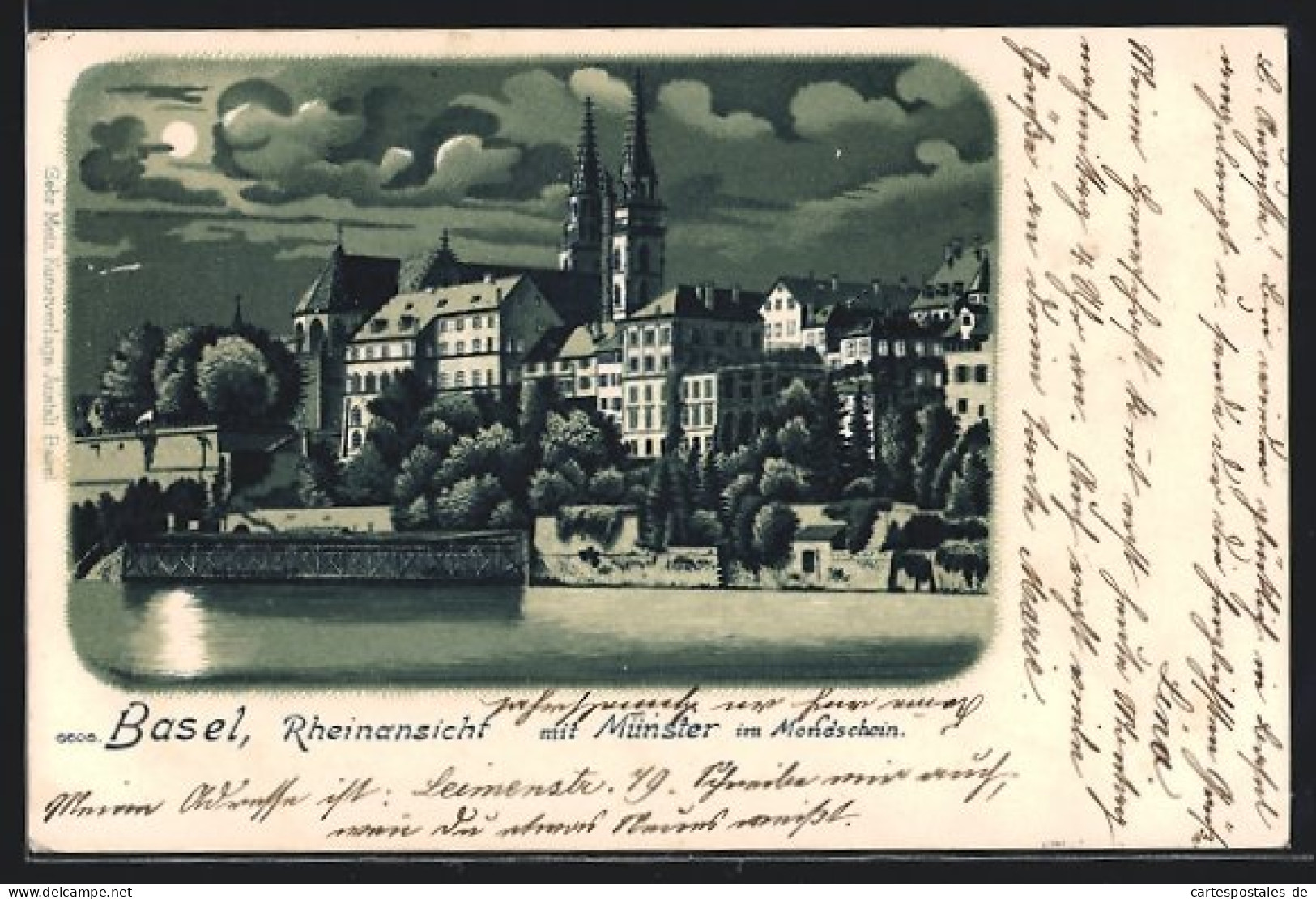 Lithographie Basel, Teilansicht Mit Münster  - Basel