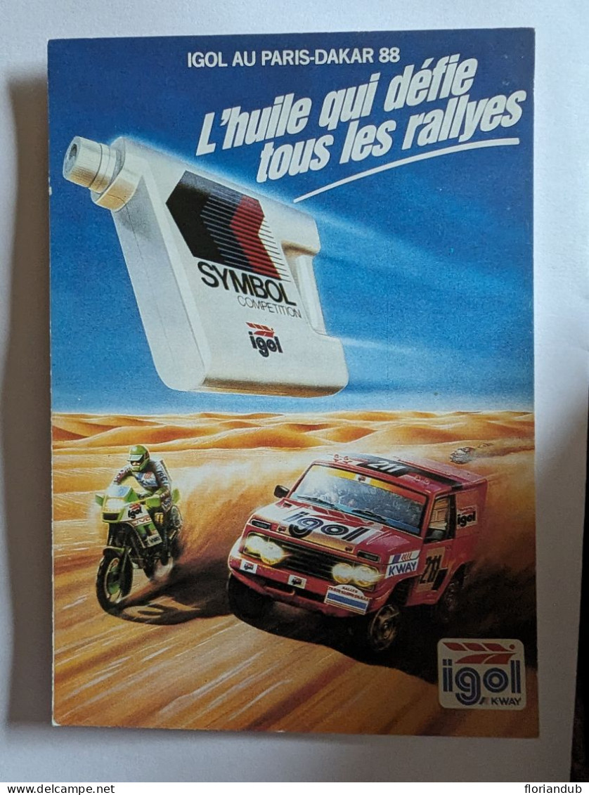 CP - Pub Huile Igol Paris Dakar 88 - Rallye