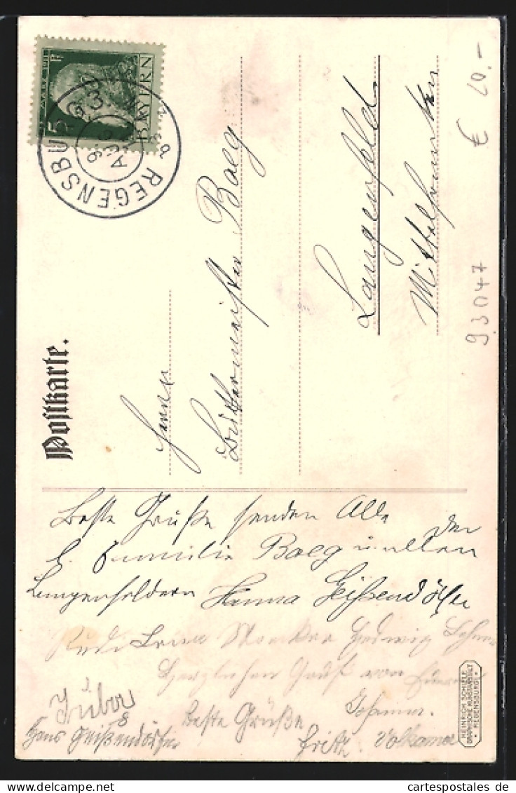 Künstler-AK Regensburg, J. B. Schubert, 1. Vorsitzender Des Bayer. Lehrervereins Seit 1889  - Regensburg