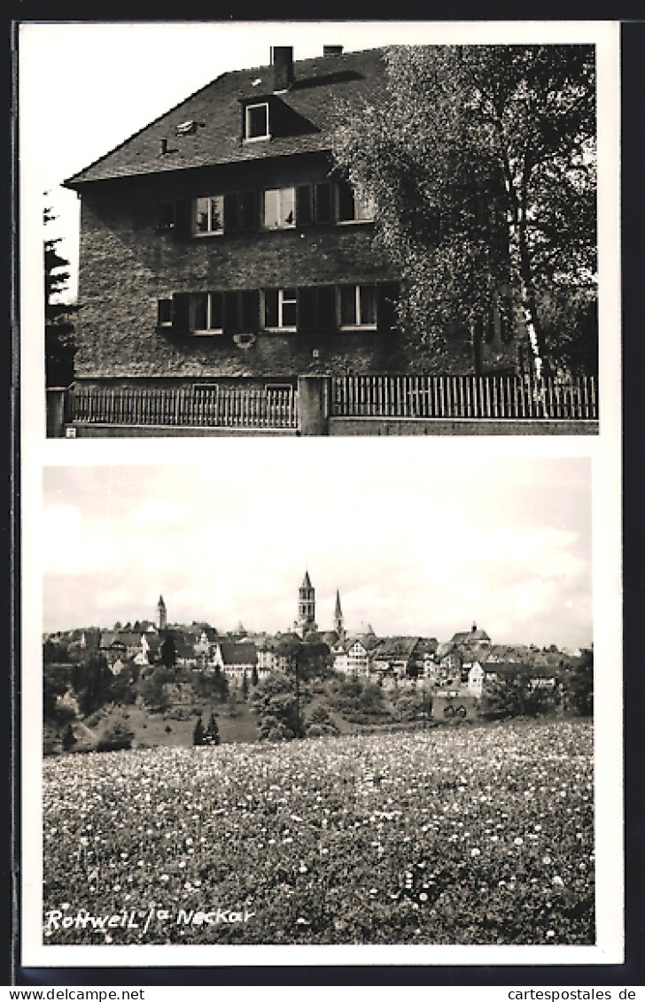 AK Rottweil A. Neckar, Ortsansicht Mit Blühender Wiese  - Rottweil