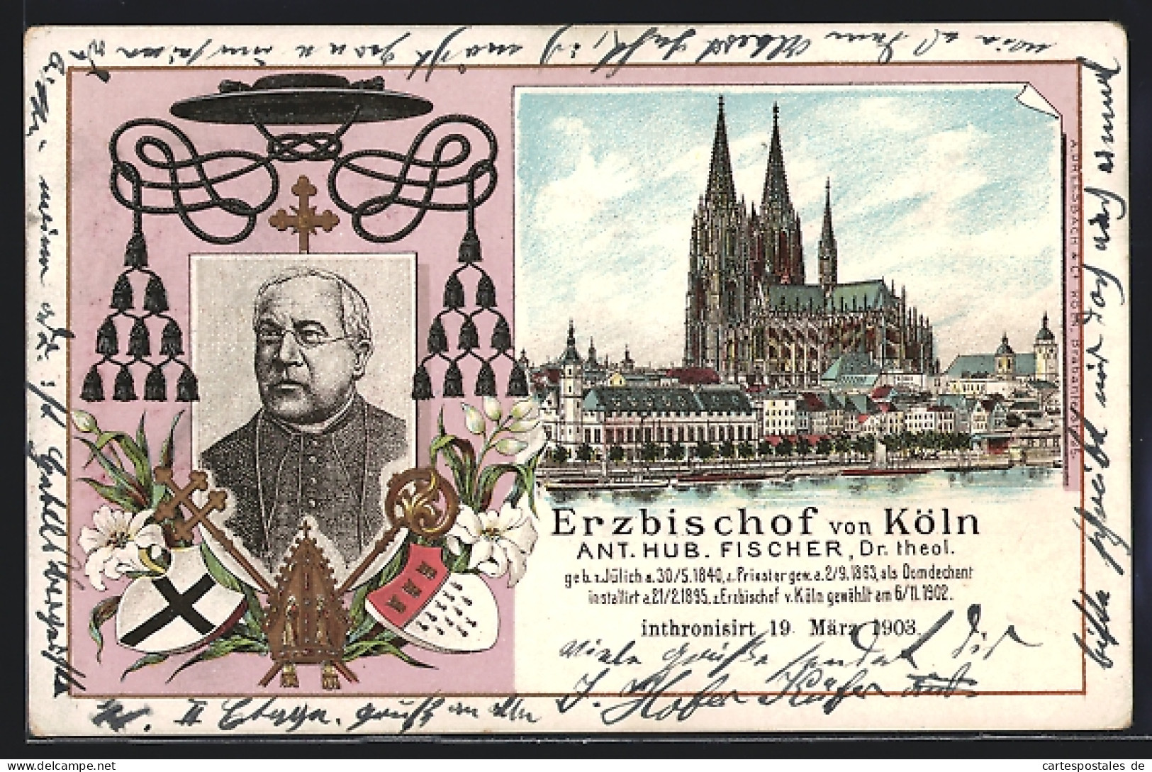 Lithographie Köln, Dom, Erzbischof Ant. Hub. Fischer  - Sonstige & Ohne Zuordnung