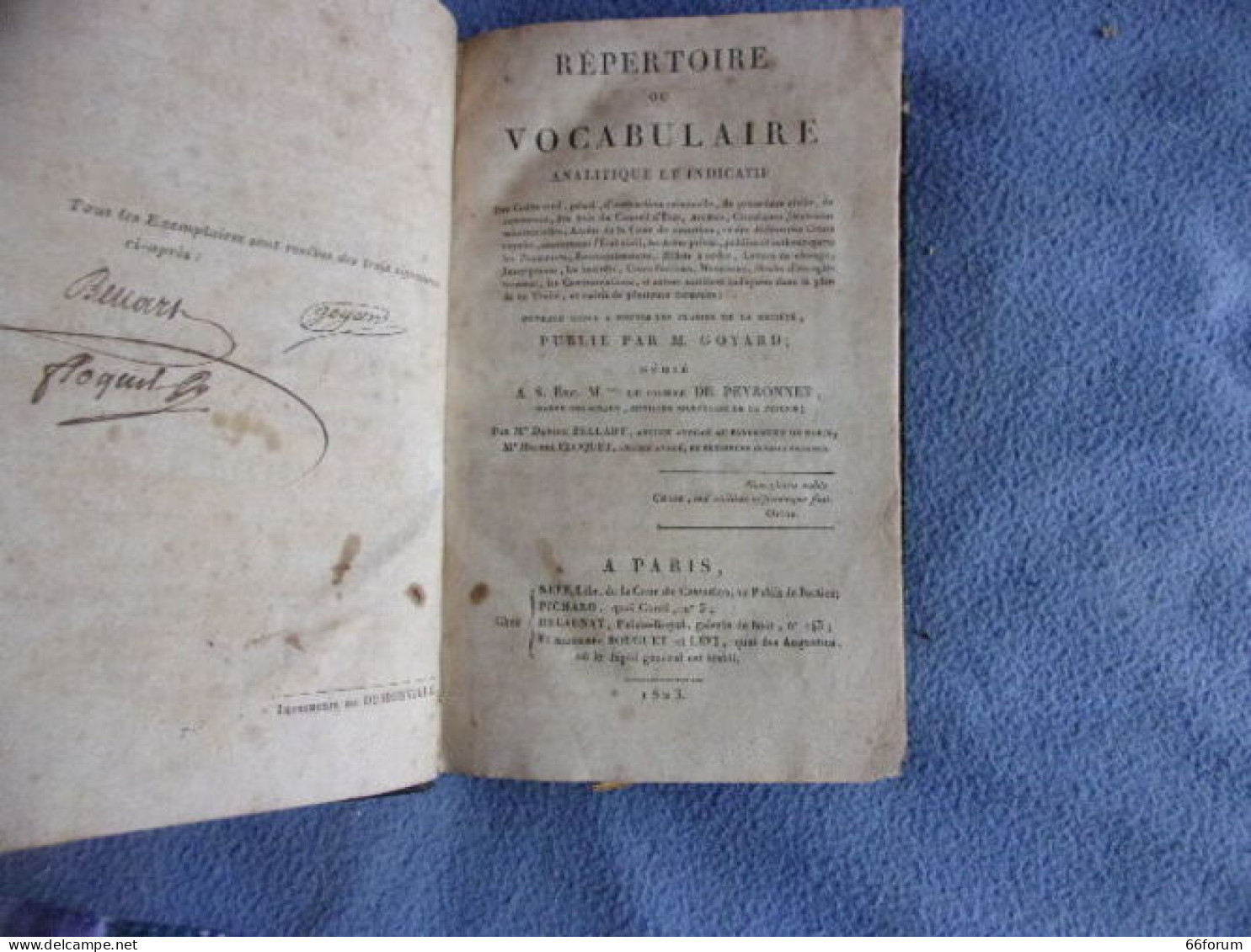 Répertoire Ou Vocabulaire Analitique Et Indicatif - Other & Unclassified