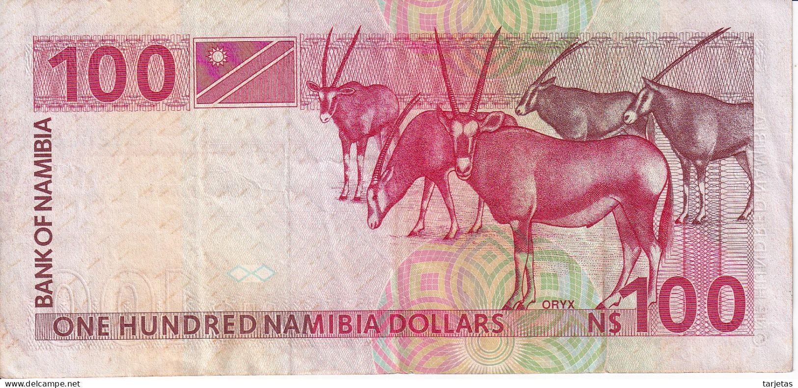 BILLETE DE NAMIBIA DE 100 DOLLARS DEL AÑO 1993  (BANKNOTE) Oryx - Namibie