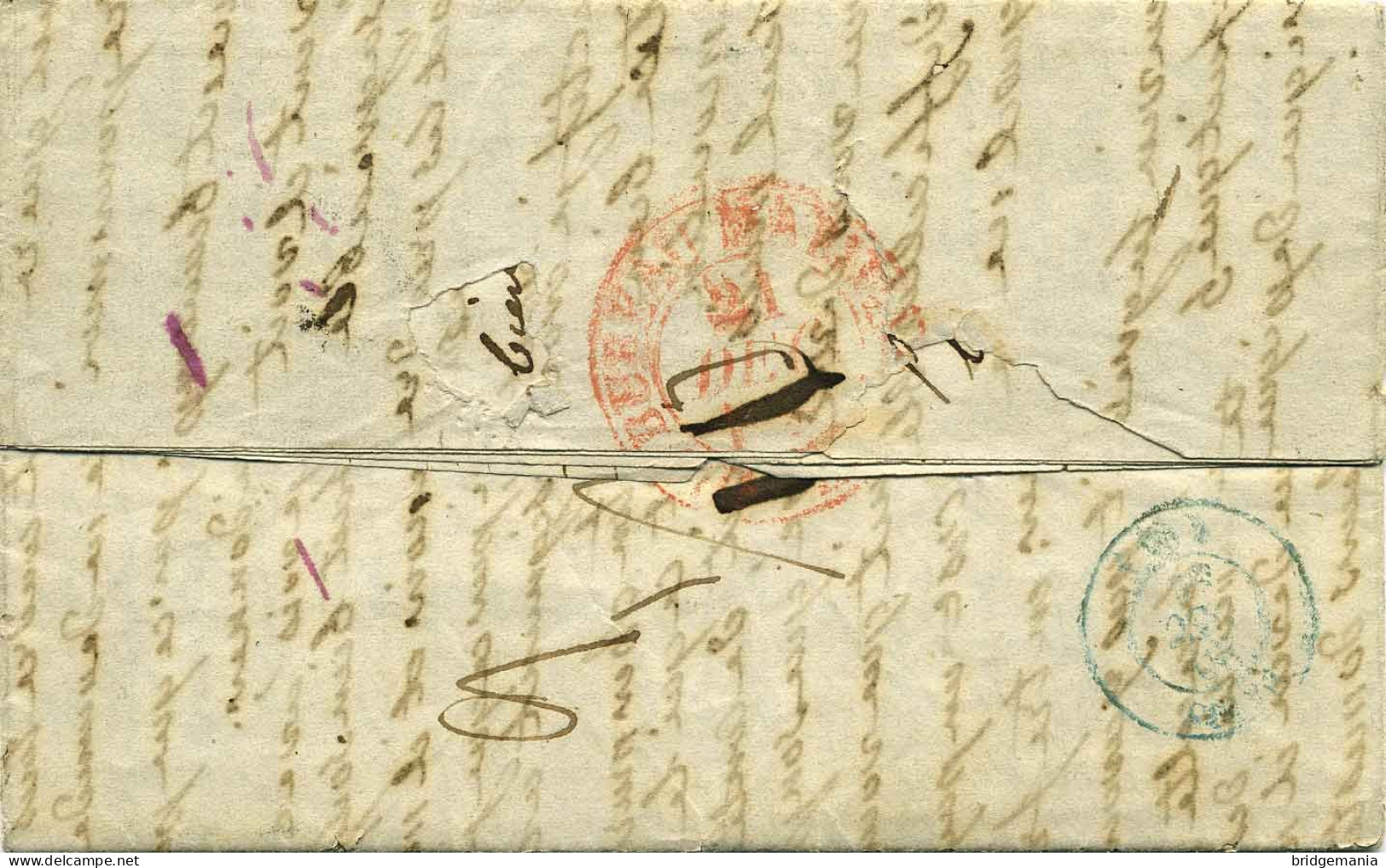 MTM119 - 1841 TRANSATLANTIC LETTER FRANCE TO USA NON-CONTRACT STEAM. SIMPLE RATE - Postal History