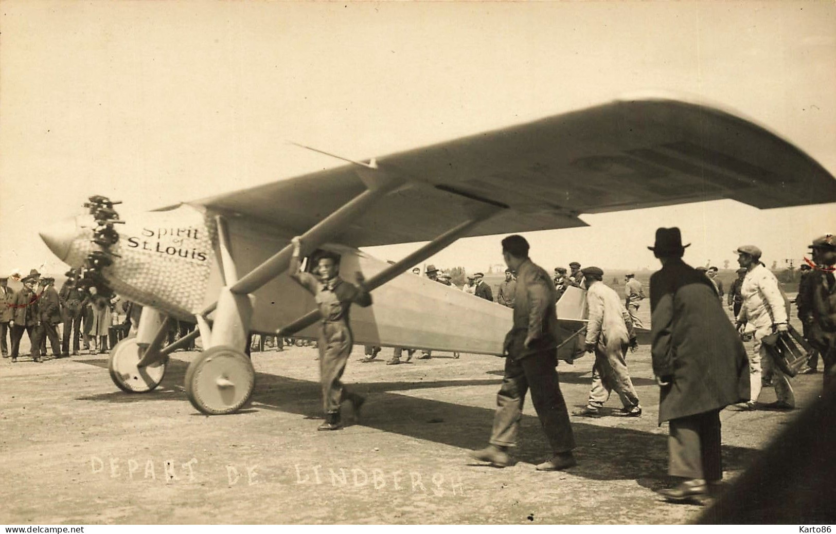 Aviation * Carte Photo André Le Bourget ( Cachet Au Dos ) * Départ De LINDBERGH * Avion Aviateur Charles Lindbergh - Autres & Non Classés