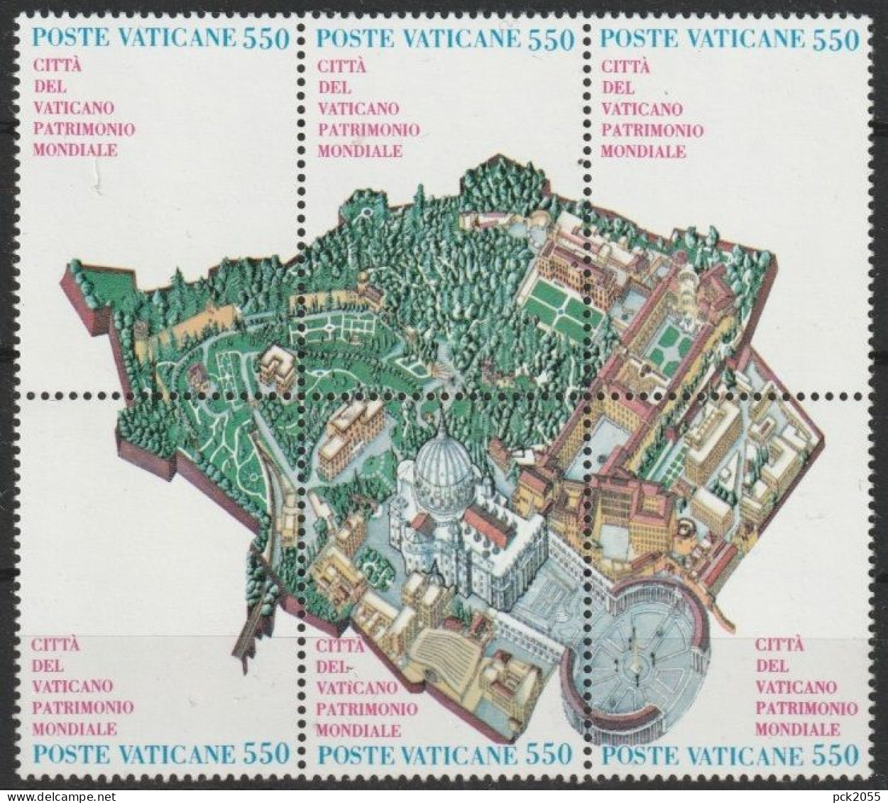 Vatikan 1986 Mi-Nr.883 - 888 Sechserblock ** Postfrisch UNESCO-Welterbe Vatikanstadt (  133 ) - Ungebraucht