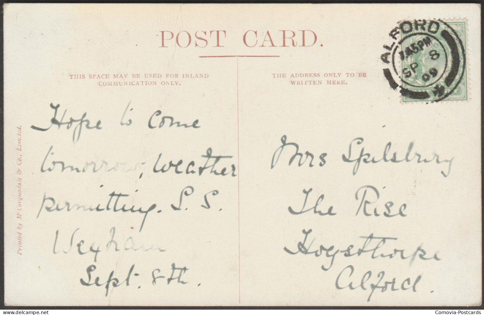 Lion's Tooth Rock, Beresford Dale, 1909 - McCorquodale Postcard - Autres & Non Classés